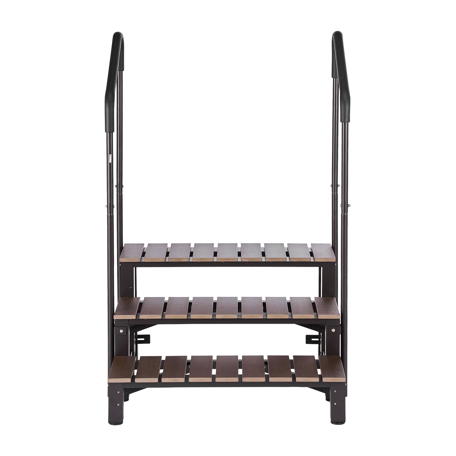 Alt View 5. VEVOR - Hot Tub Steps with Handrail 3-Step Spa Outdoor Stairs 550lbs Capacity, 32.3in Wide Step, Steel & Plastic, Easy Assembly - Brown;Black.