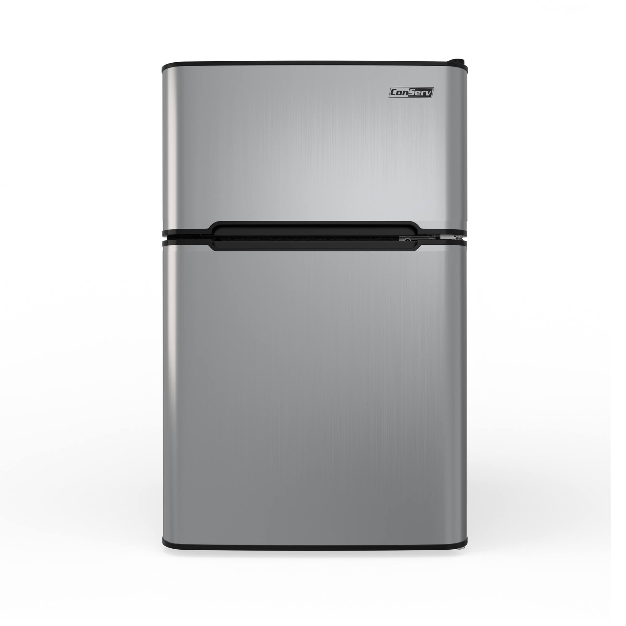 Front. Conserv - Conserv 19" Mini Refrigerator with Freezer 3 cu. ft. Compact with 2 Reversible Door 110V - Silver - Stainless.