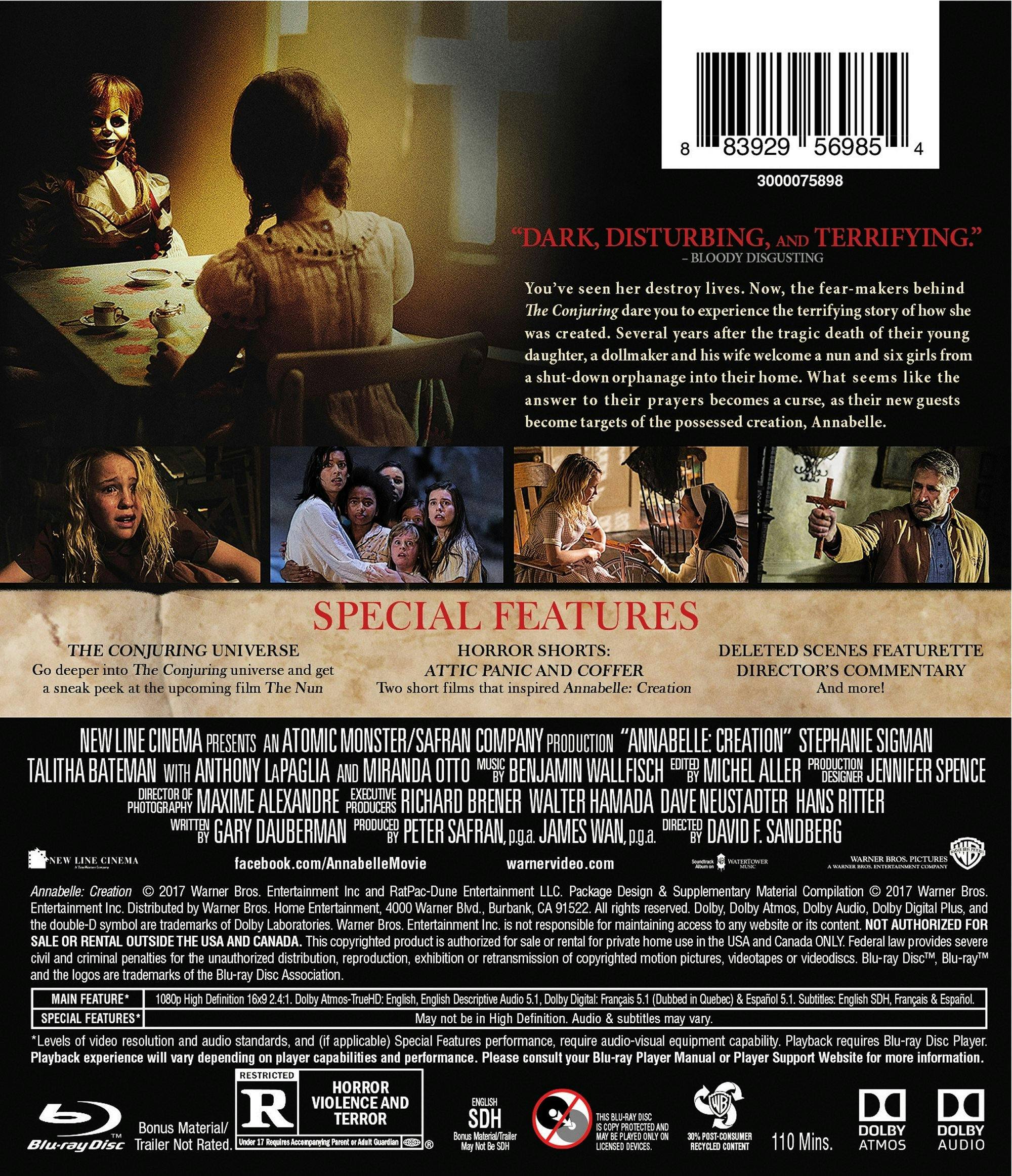 Back. Annabelle: Creation (Blu-ray) [Blu-ray].