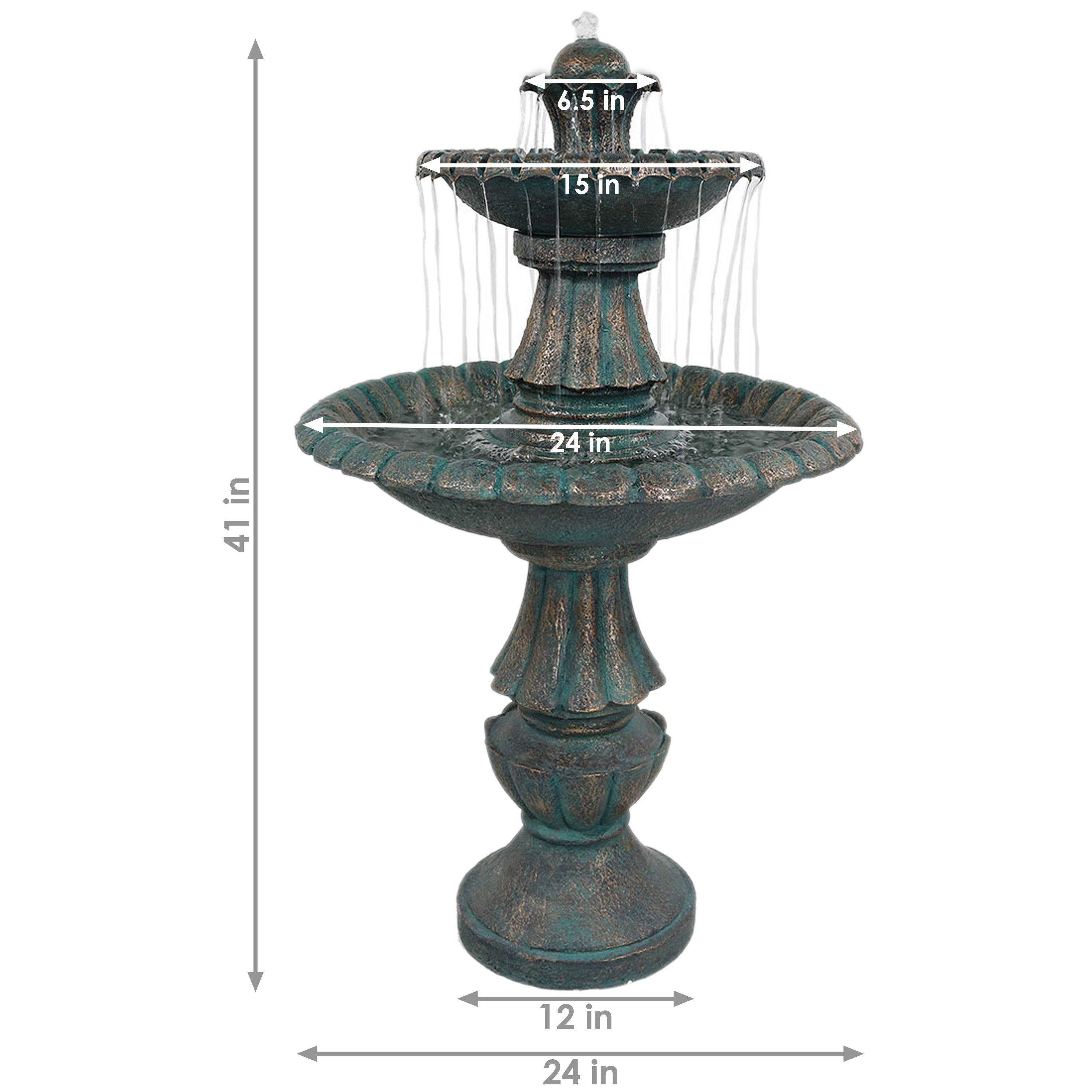 Alt View 2. Sunnydaze - Nouveau Tiered Polyresin Outdoor 2-Tier Water Fountain - Green.