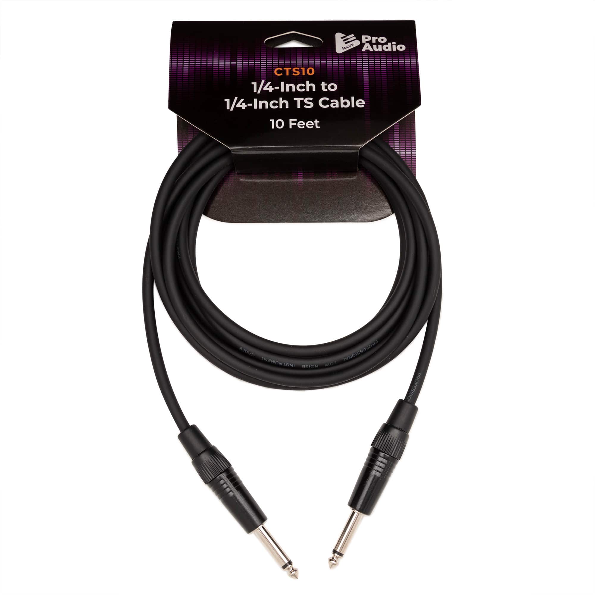 FocusProAudio - 1/4-Inch to 1/4-Inch TS Guitar Cable (10-Feet)