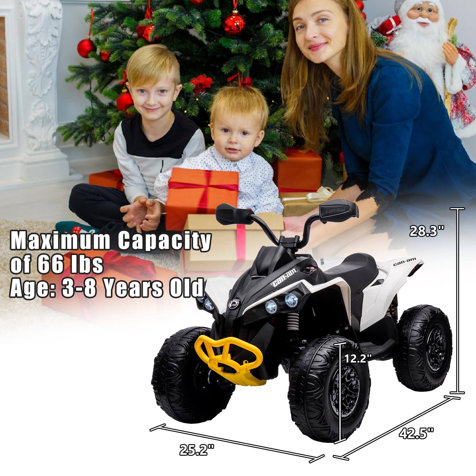 Maximum Capacity of 66 lbs  
Age: 3-8 Years Old  

Dimensions:  
- Length: 42.5"  
- Width: 25.2"  
- Height: 28.3"  
- Seat Height: 12.2"