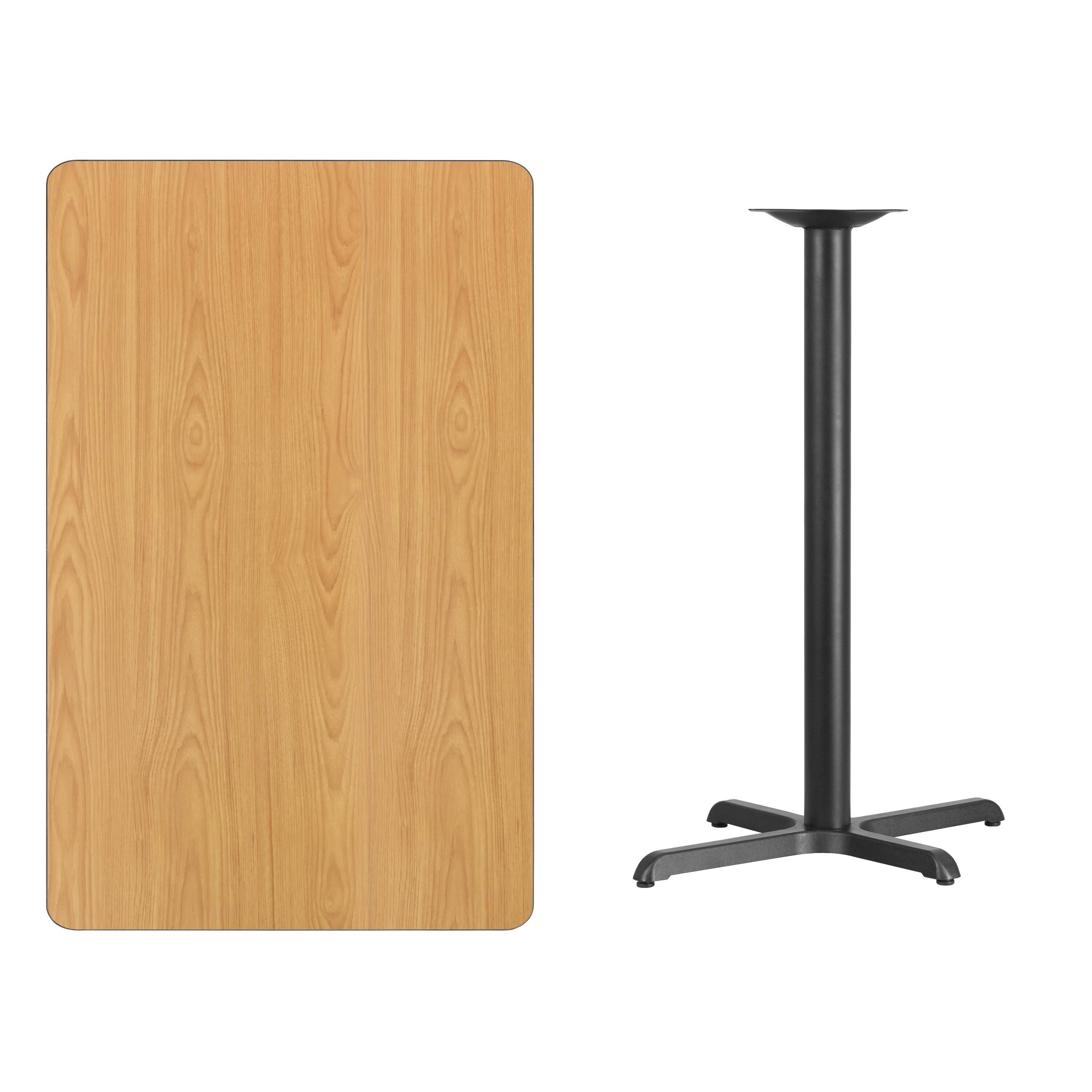 Alt View 2. Emma + Oliver - 30"x48" Rectangular Laminate Bar Table with 23.5"x29.5" Base - Natural.