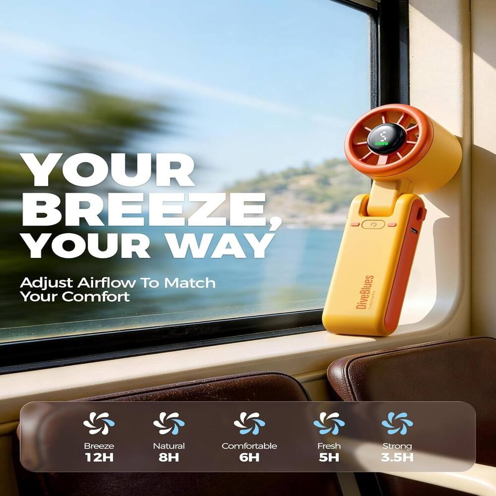 YOUR BREEZE, YOUR WAY  
Adjust Airflow To Match Your Comfort  
DiveBlues Tatpfacta Breeze 1  
12H Natural 8H Comfortable 6H Fresh 5H Strong 3.5H