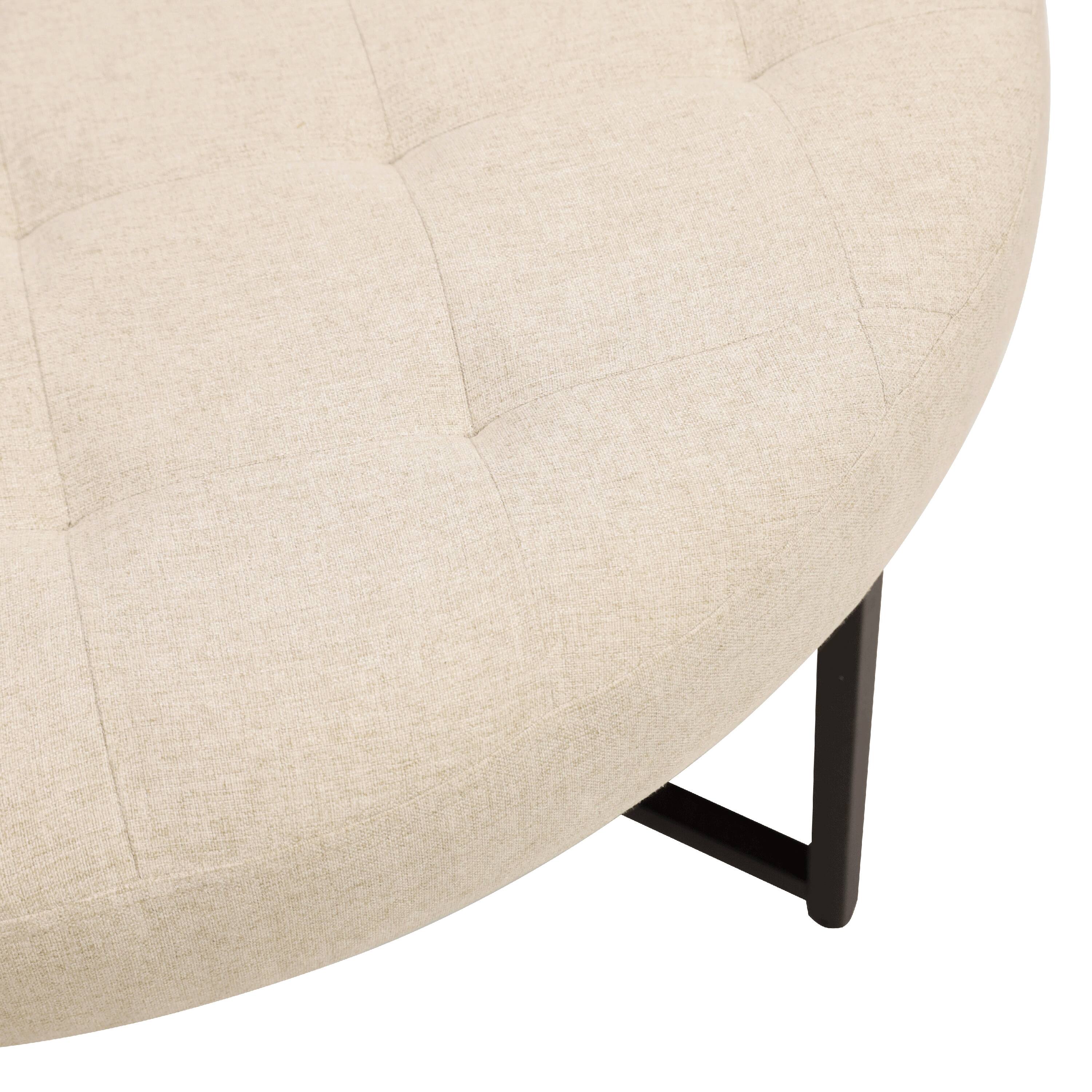 Alt View 9. Emma + Oliver - Aranda 34 in. Cotton Linen Round Ottoman with Tufted Design and Sturdy Iron Frame - Beige.