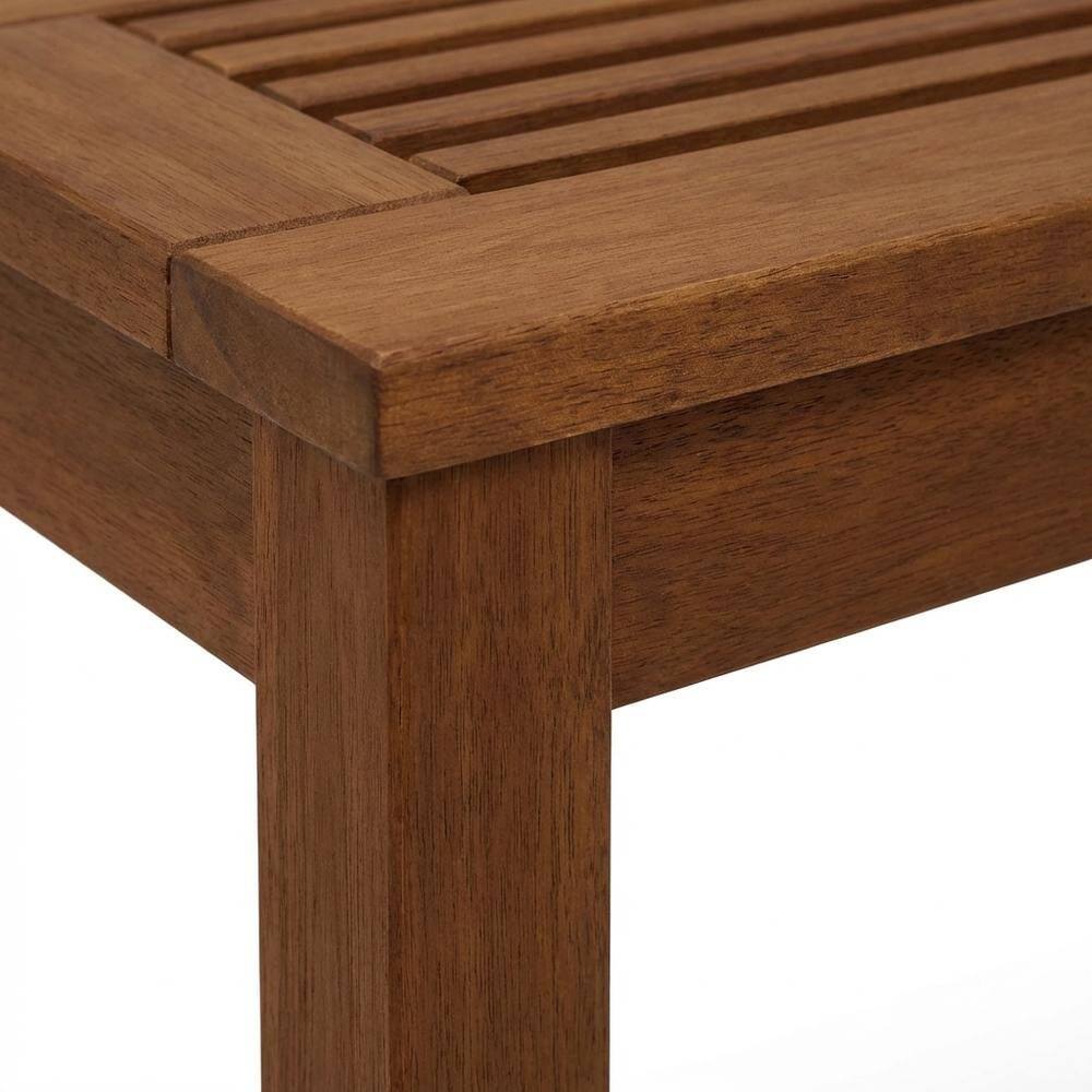 Alt View 2. Outdoor Escape - Backless outdoor garden bench with light wood finish for patio and deck sitting - Light Wood.