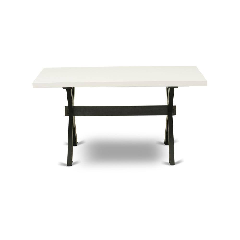 Alt View 1. East West Furniture - X626MZ650-5 5 Piece Kitchen Table Set - Linen White Dining Table with 4 Dark Gotham Grey Dining Chairs - Wire Brushed - Multi-Color.