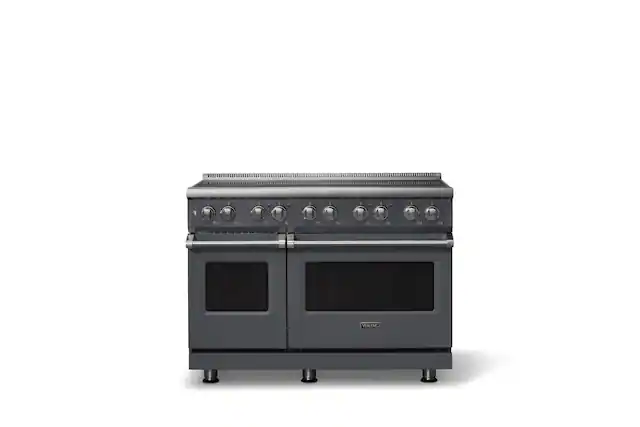 Front. Viking - 48 in. Wide 6 Elements Pro 5 Series 7.3 Cu. Ft. Freestanding 6 Element Induction Convection Range - Cast Black - Cast Black.