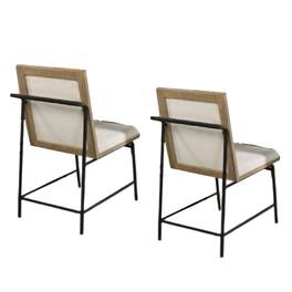 Manhattan Lane - Edey Side Dining Chair Set of 2, Metal Legs, Oak Brown Rubberwood - Oak Brown, Beige, Black