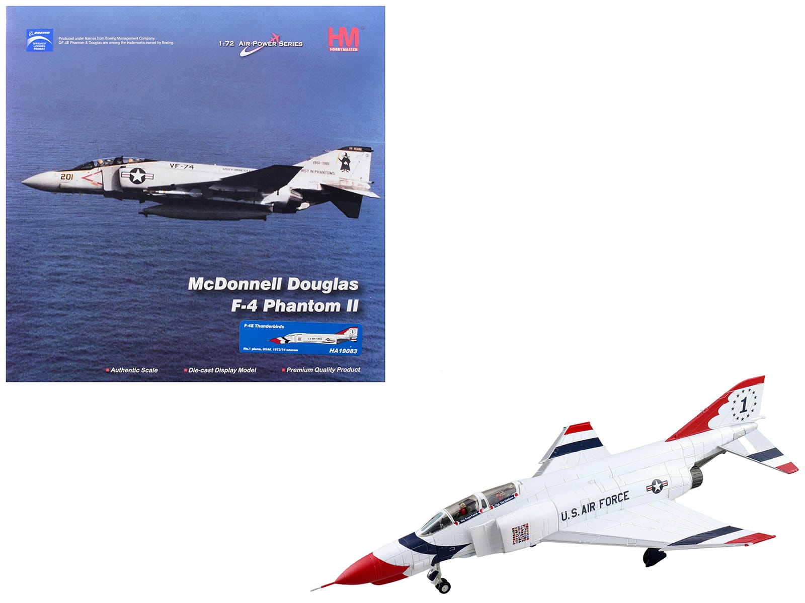 "McDonnell Douglas F-4E Phantom II Fighter-Bomber Aircraft ""Thunderbirds"" US Air Force 1/72 Diecast Model by Hobby Master" price history on PriceWatchPro