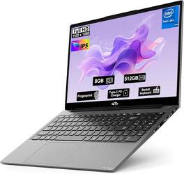 NIMO - 15.6" FHD IPS Student Laptop 8GB RAM 512GB SSD, 4 Cores 13th Gen Intel N150 3.6GHz Fingerprint Wi-Fi 6 - Gray