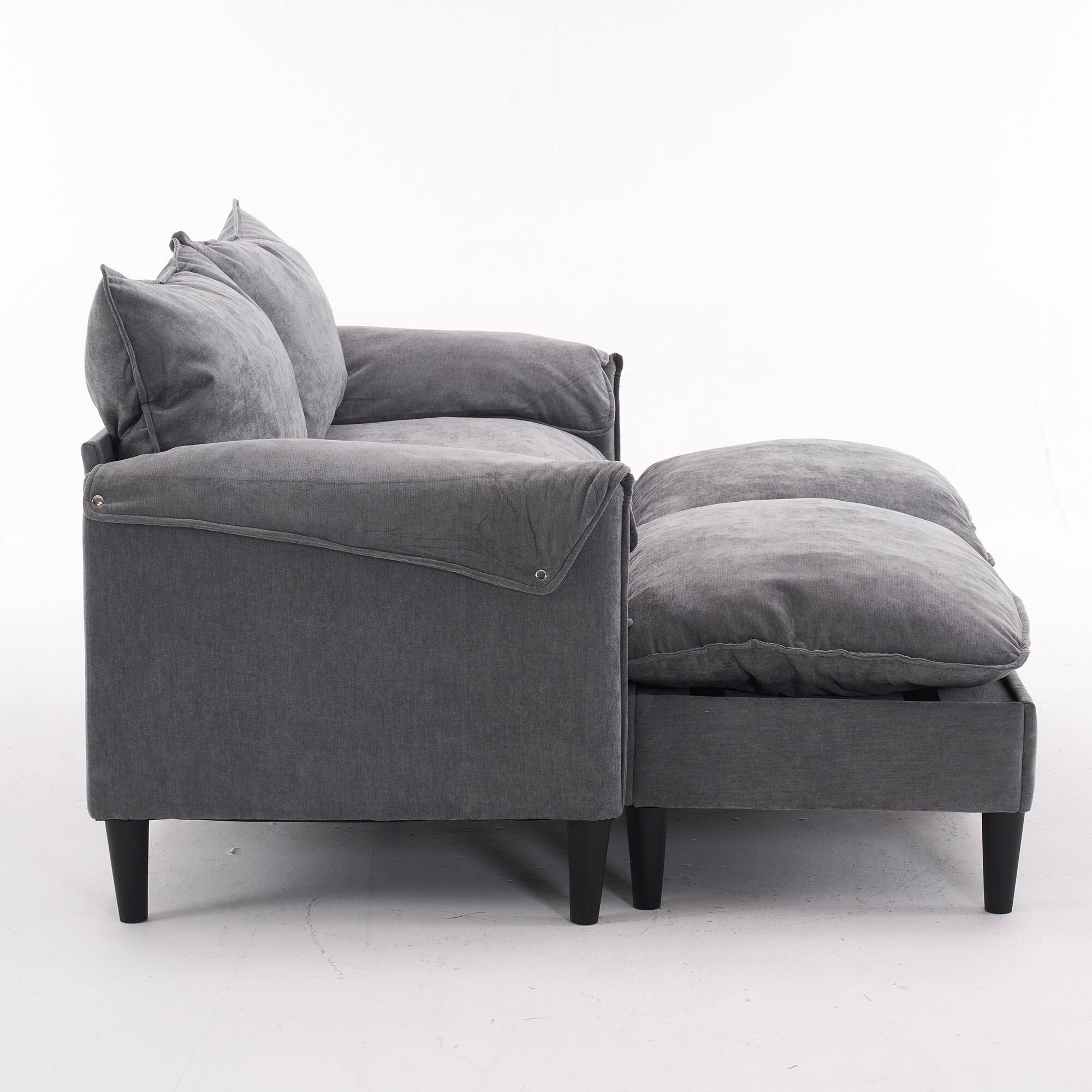 Alt View 6. Tiramisubest - Convertible U-Shaped Sofa with Storage Footstools,2-Seater Combination Sofa for Living Room/Bedroom/Office,Gray - Gray.