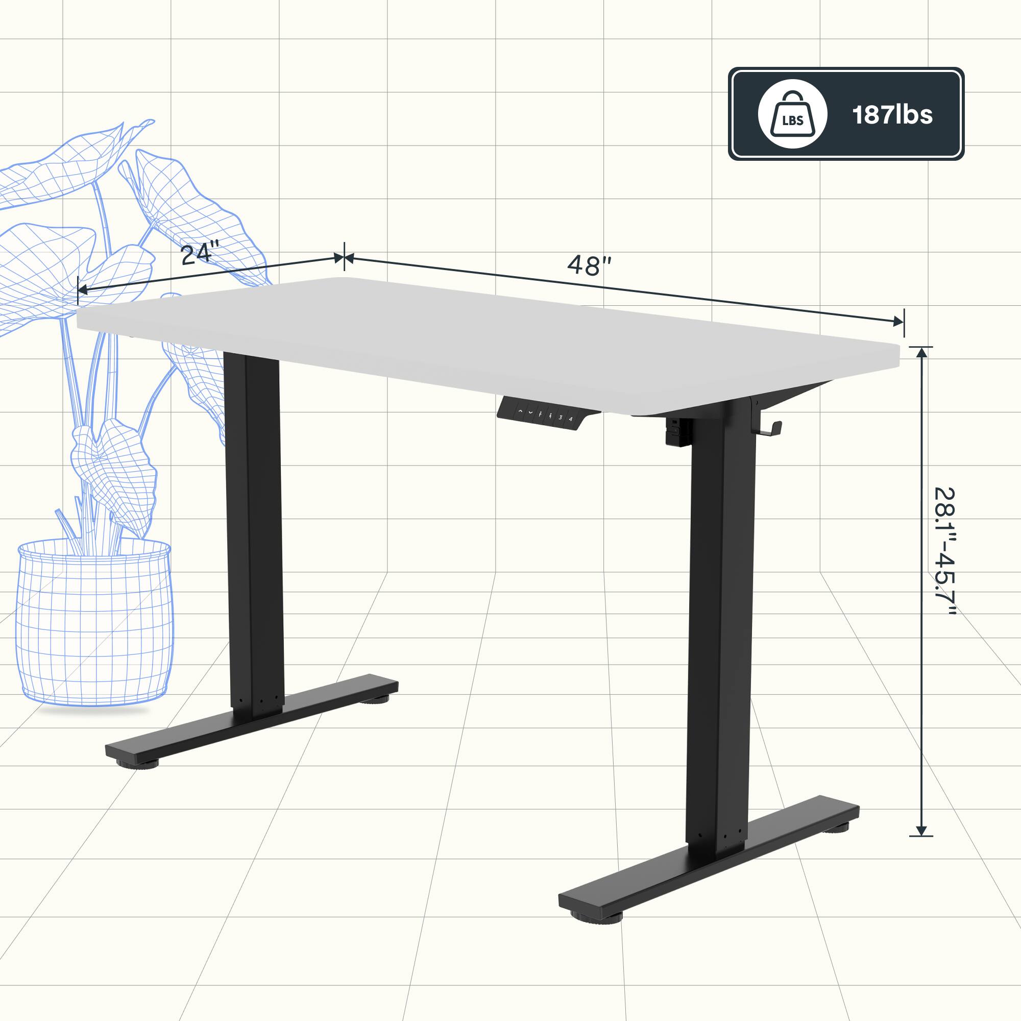 LBS 187lbs  
24" x 48"  
28.1"-45.7"