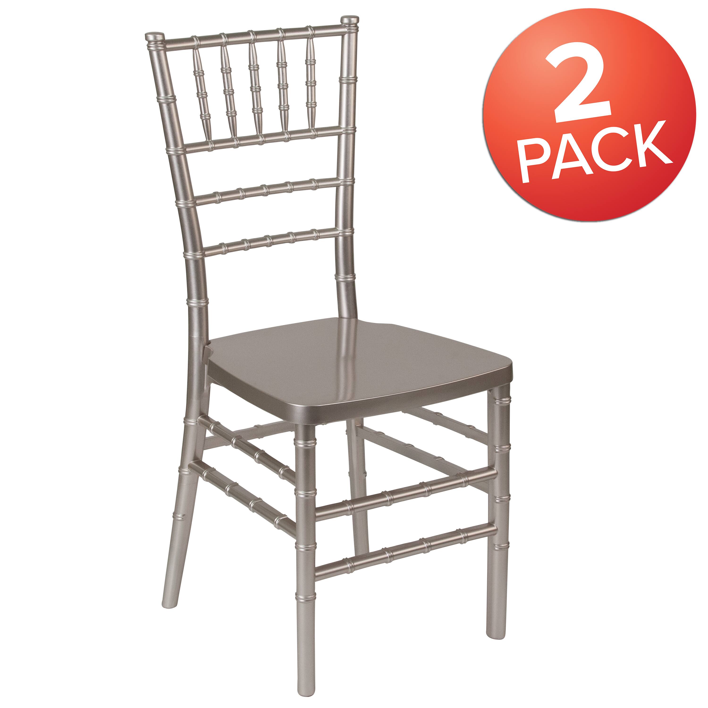 Alt View 1. Emma + Oliver - 2 Pack PREMIUM Resin Stacking Chiavari Chair - Pewter.