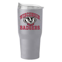 Logo Brands - Wisconsin Badgers 30oz. Stone Powder Coat Tumbler - Multicolor