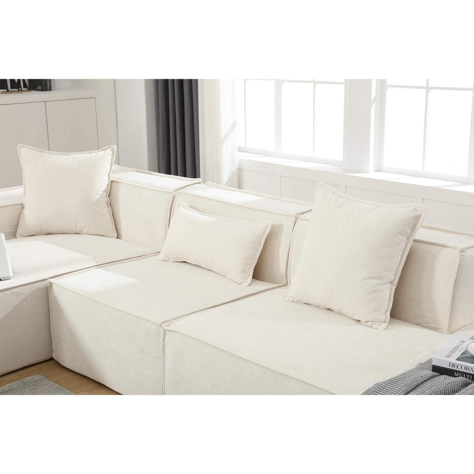 Roomtec - VIDEO PROVIDED Modular combination living room sofa set modern minimalist sofa free installation sofa Lshaped Italian - Beige