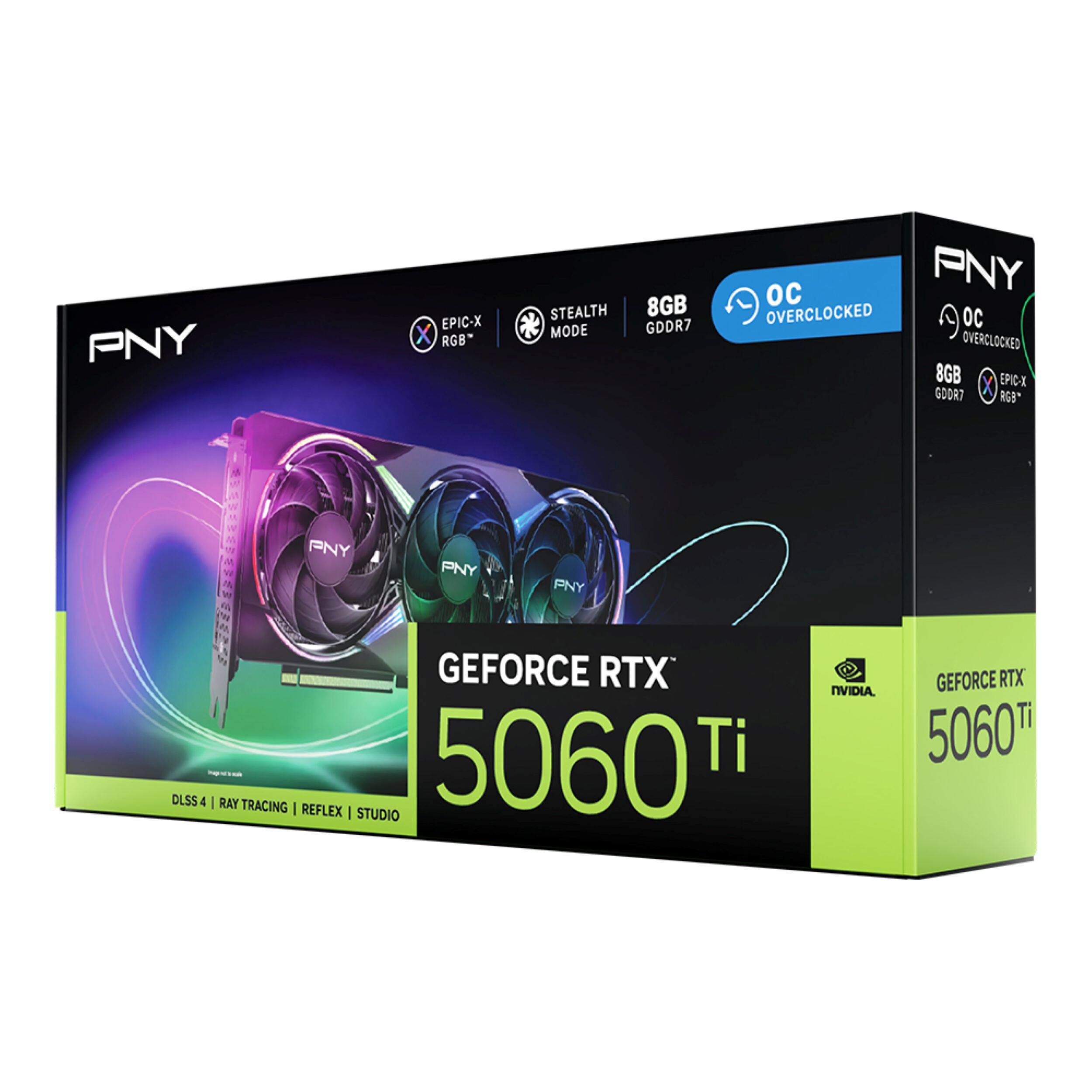 PNY EPIC-X X RGB STEALTH MODE 8GB GDDR7 OC OVERCLOCKED 8GB EPIC-X 4 GDDR7 X RGB" PNY PNY PNY GEFORCE RTX 5060 Ti DLSS 4 | RAY TRACING | REFLEX | STUDIO NVIDIA GEFORCE RTX Ti 5060T