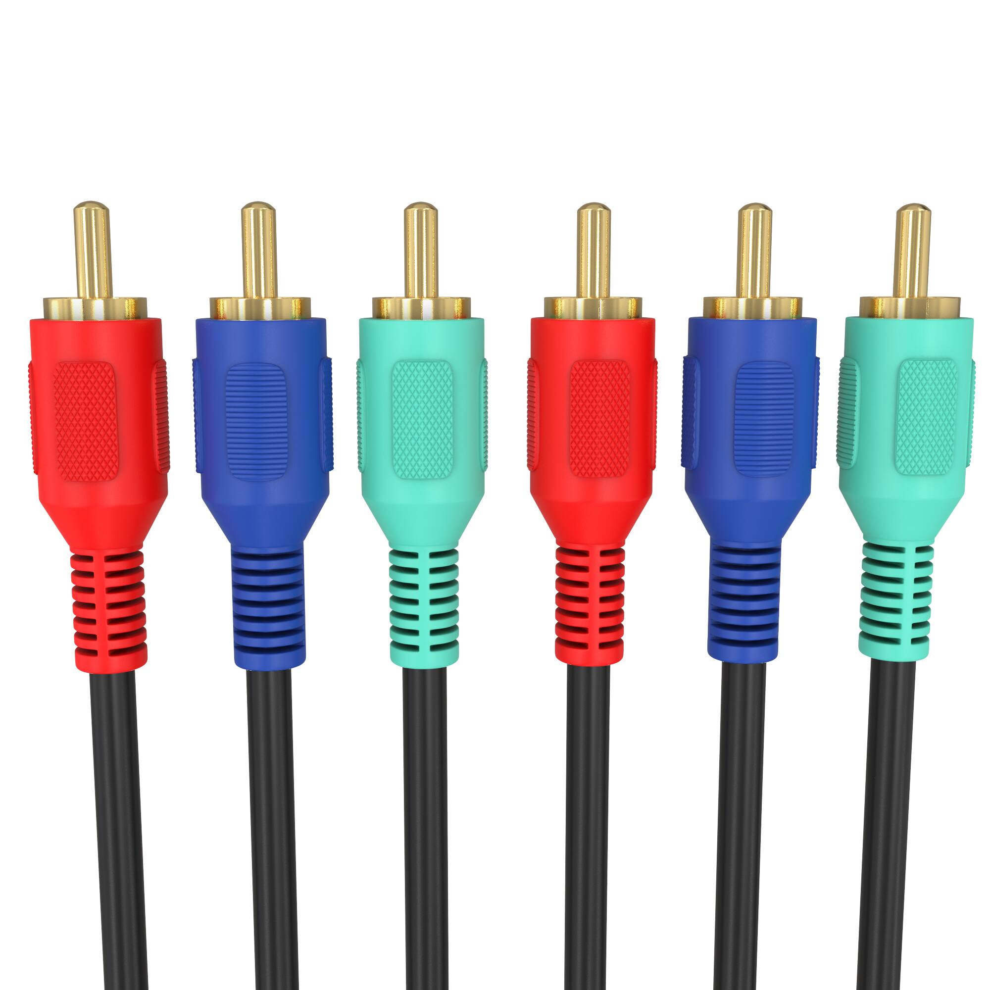 Left. Cmple.com - 3 RCA Component Video Cable 6ft Black Male to Male Gold-Plated RGB HDTV Cord - Black.