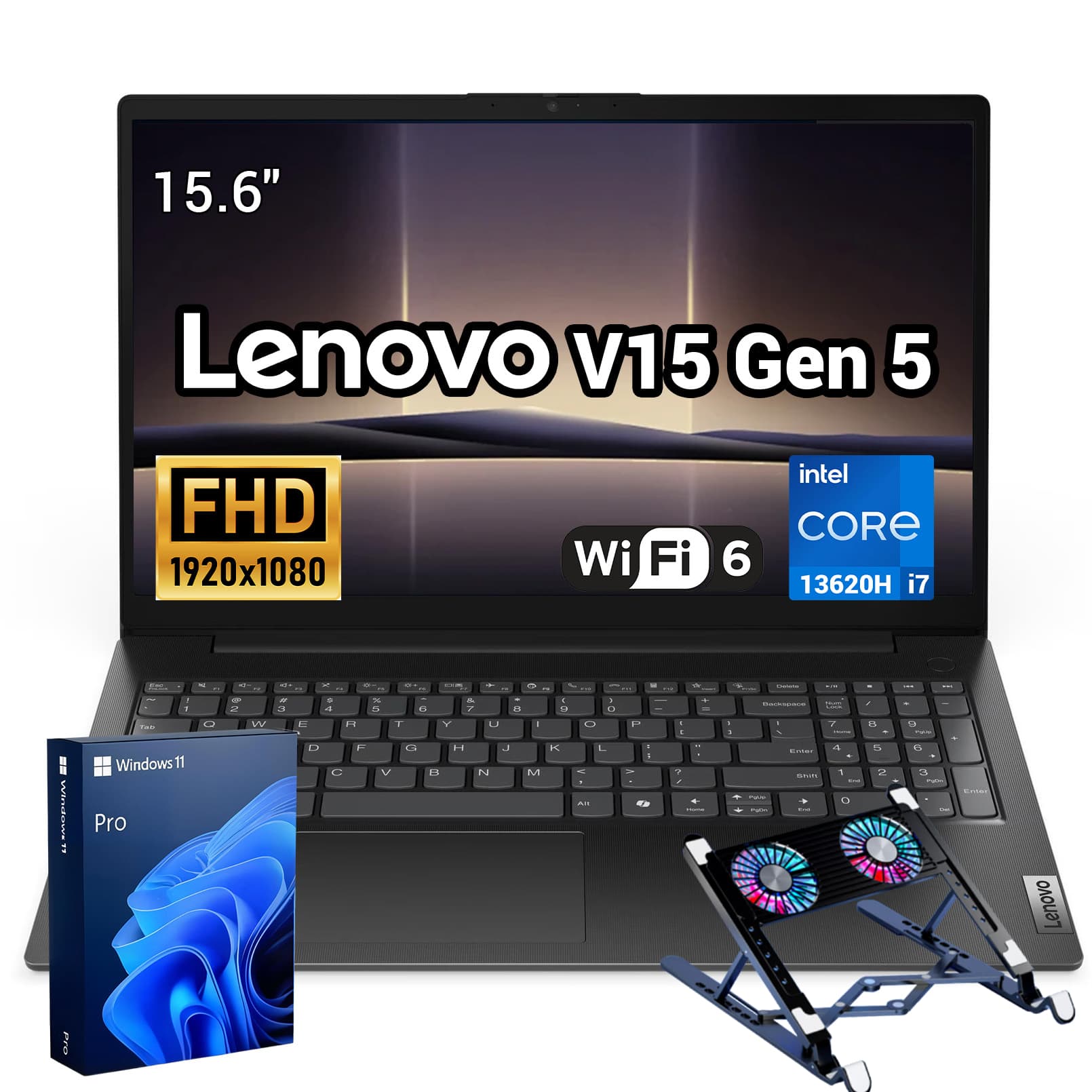 "Lenovo - Upgraded - V-Series V15 15.6"" FHD Laptop - Intel Core i7-13620H - 32GB RAM 2TB SSD - Numeric Keypad - Laptop Cooler - Black" price history on PriceWatchPro