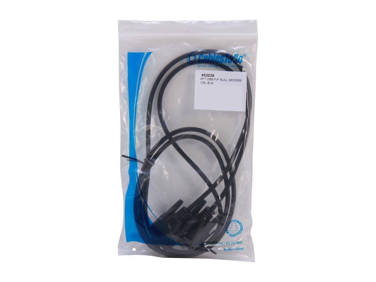 CablesToGo Service TAPUS Conn #52038 6FT DB9 F/F NULL MODEM CBL BLK 10m 200227 100 21 CABET Made in China