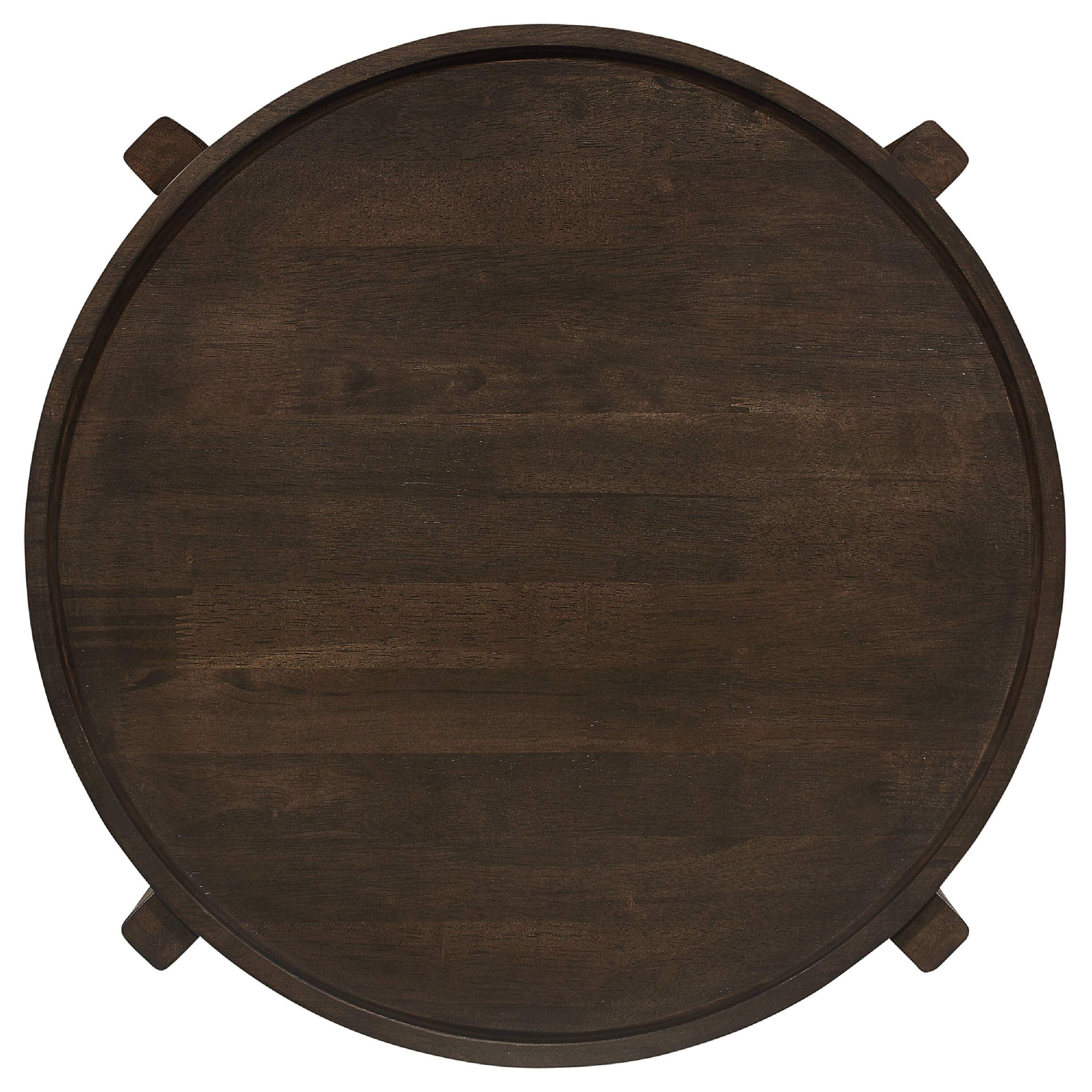 Alt View 5. Manhattan Lane - Katie 2Pc Coffee and End Table Set, X-cross Base, Solid Wood - Brown, Black.