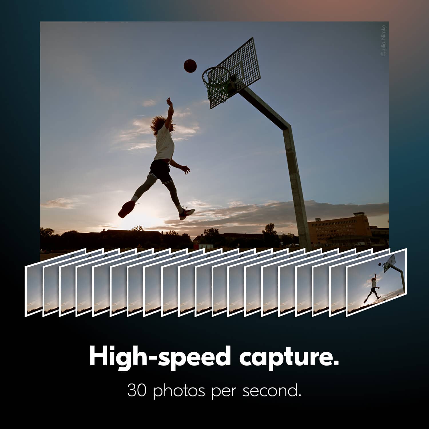 High-speed capture. 30 photos per second.