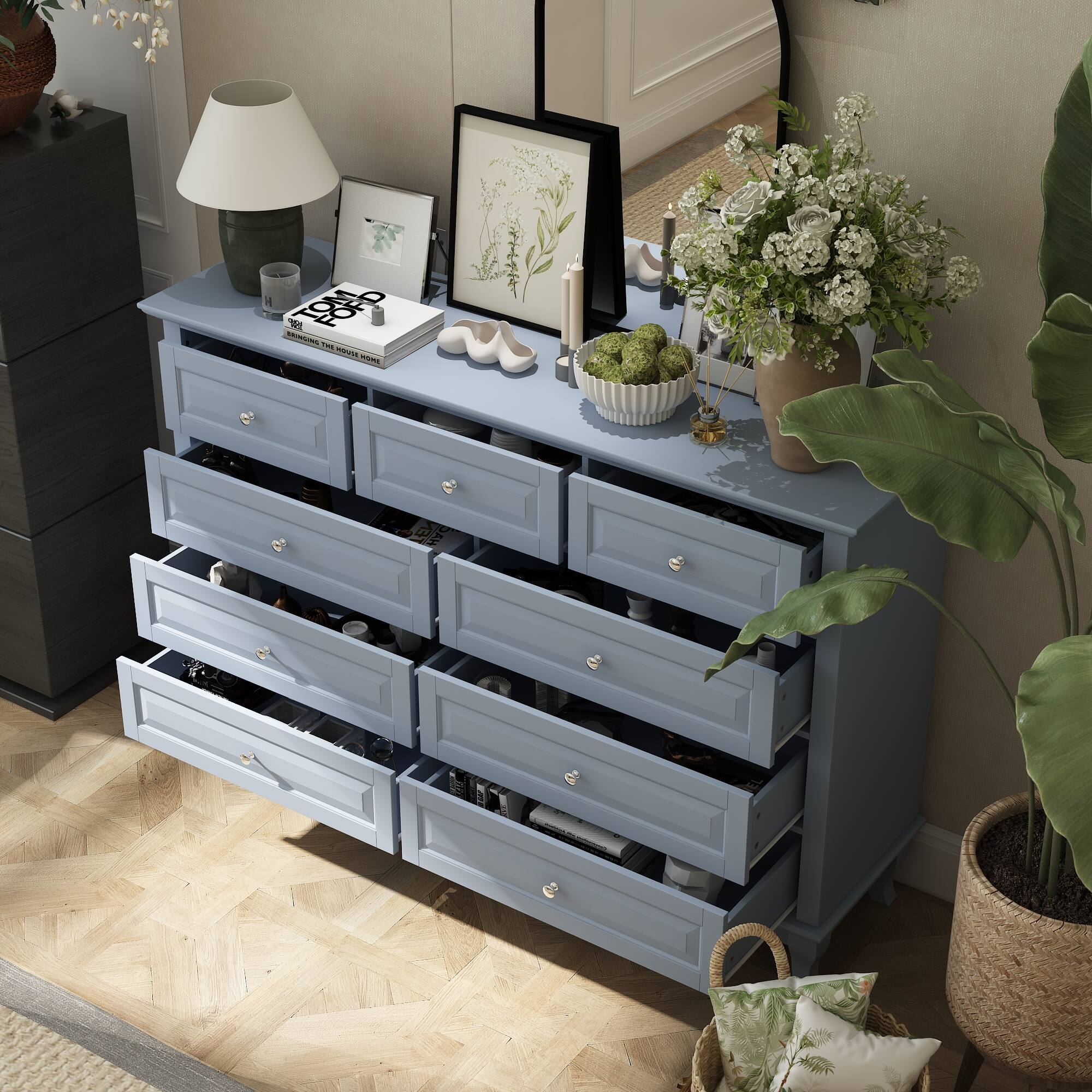Alt View 8. FUFU & GAGA - FUFU&GAGA Multi - Drawer Dresser: Smart Storage, Versatile Charm - Dark Blue.