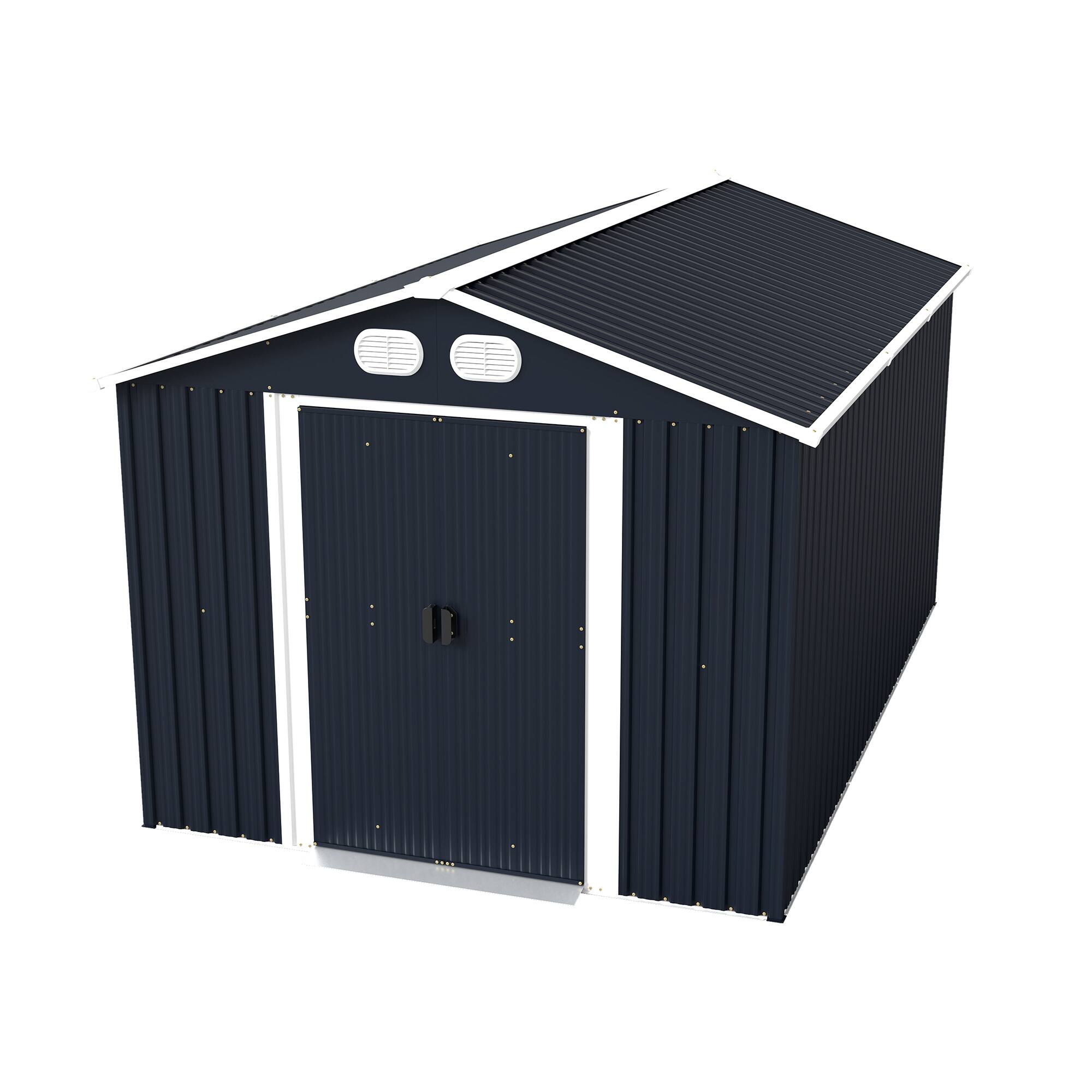 Alt View 9. Loheer - Loheer 8x12 Metal Storage Shed Outdoor Garden Tool Shed Waterproof Backyard Utility Shed Dark Gray.