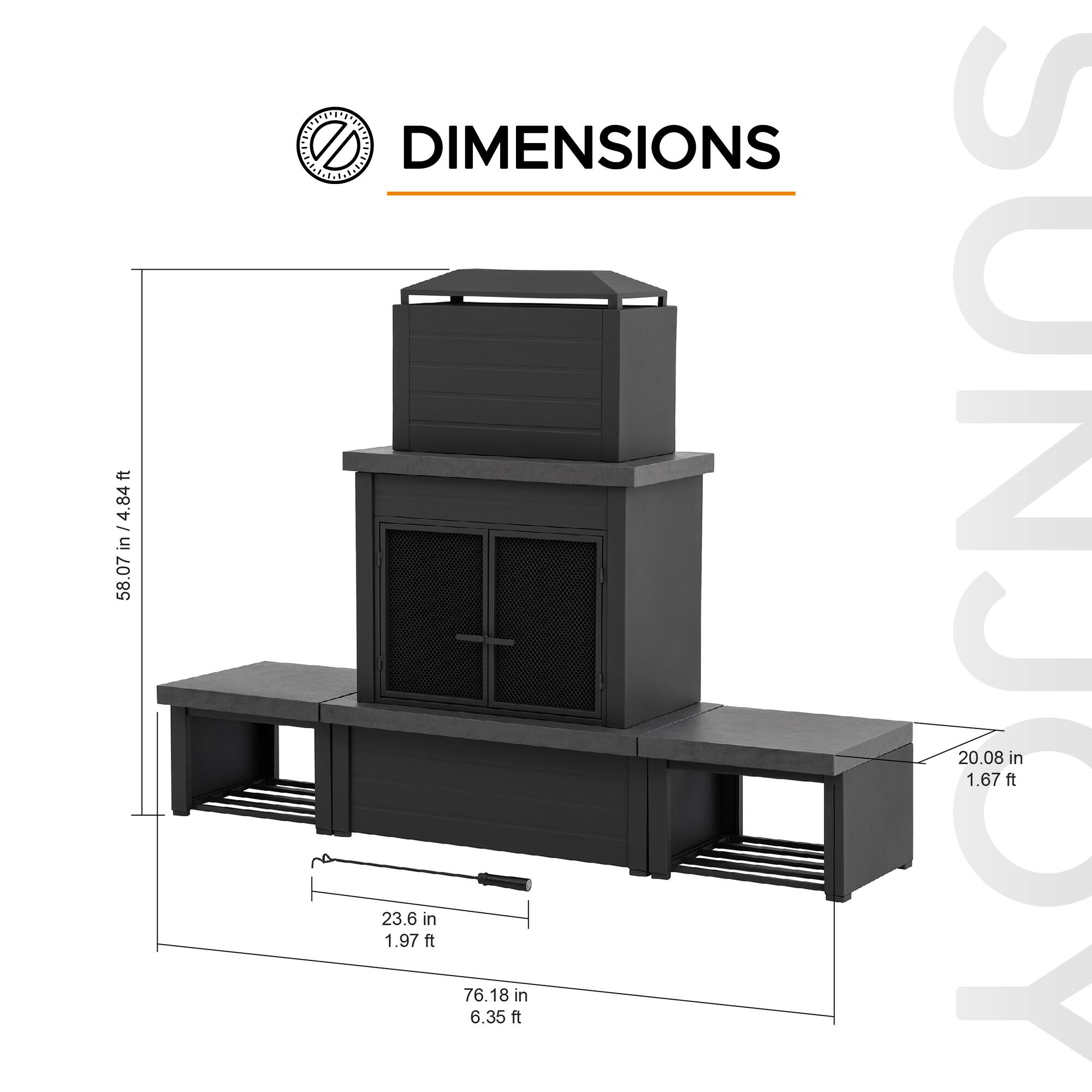 ft 4.84 ~ 58.07in / 4.84 in 58.07  
DIMENSIONS  
23.6 in 1.97 ft  
76.18 in 6.35 ft  
20.08 in 1.67 ft