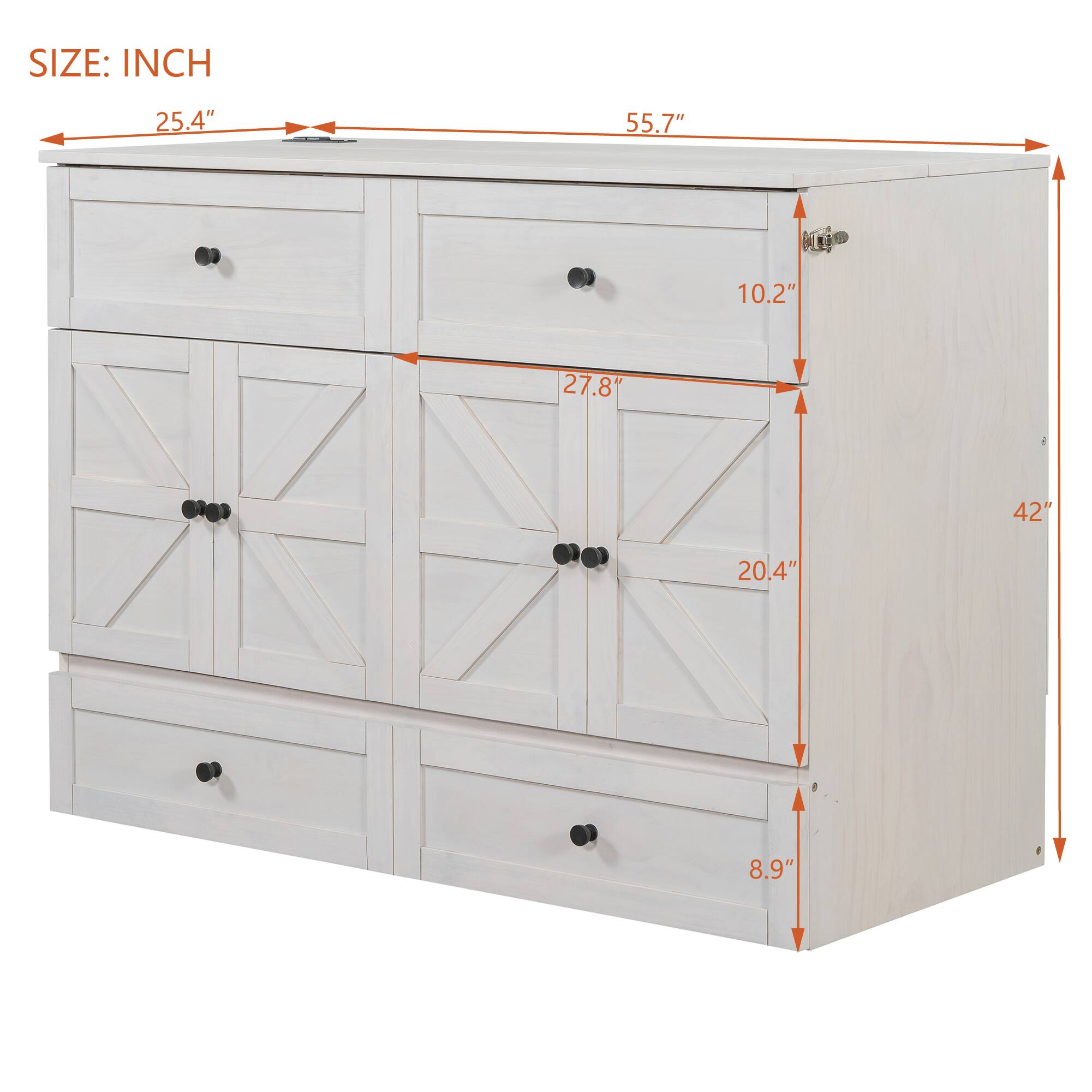 SIZE: INCH  
25.4" 55.7" 10.2" 27.8" 42" 20.4" 8.9"