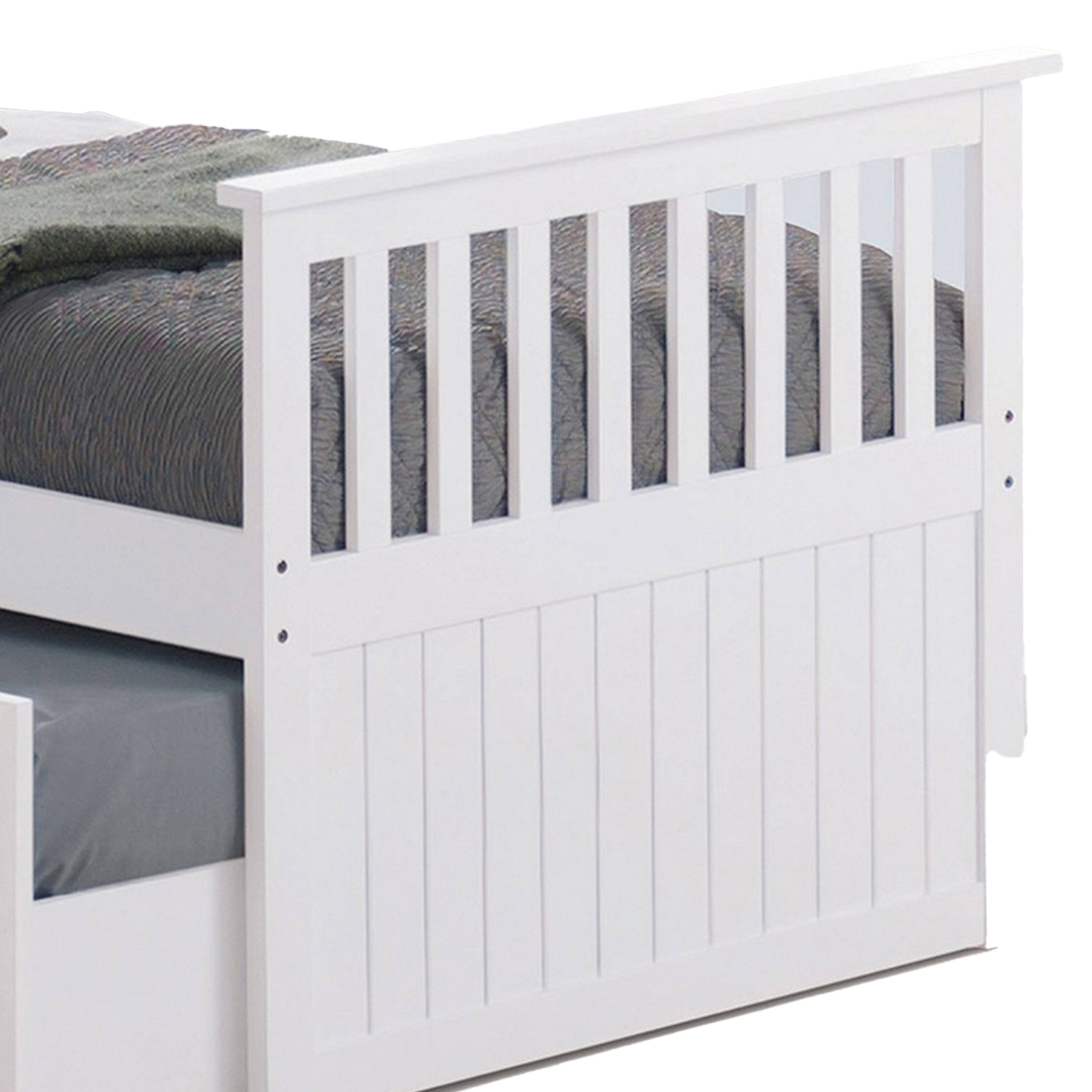 Alt View 3. Manhattan Lane - Clen Twin Captain Bed, Trundle with 3 Drawer Storage, White Solid Hardwood - White.