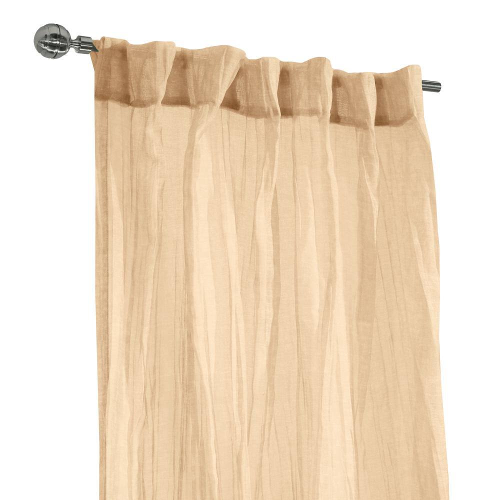 Left. Commonwealth Home Fashions - Habitat Paloma Sheer Dual Header Stylish and Functional Curtain Panel 52" x 95" Apricot - Apricot.