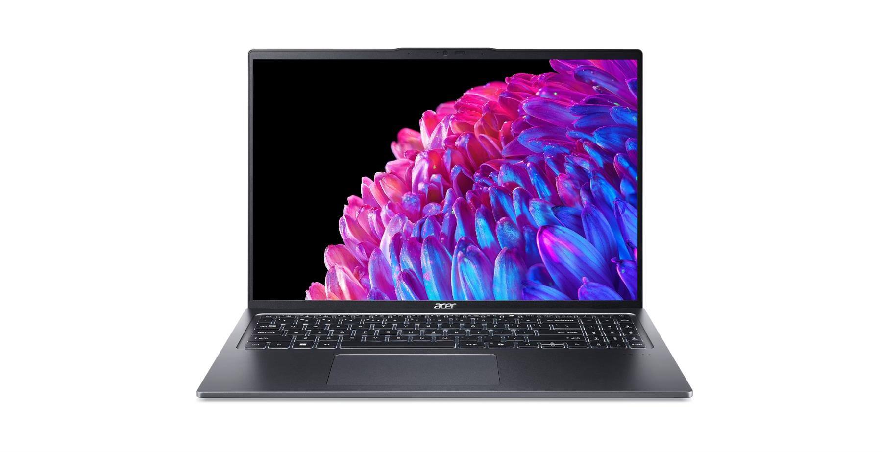 Angle. Acer - Swift Go 16" OLED Laptop – Intel Core Ultra 5 125H 8GB RAM 512GB SSD Wi-Fi 6E Windows 11 - SFG16-72-5844 - True Black.