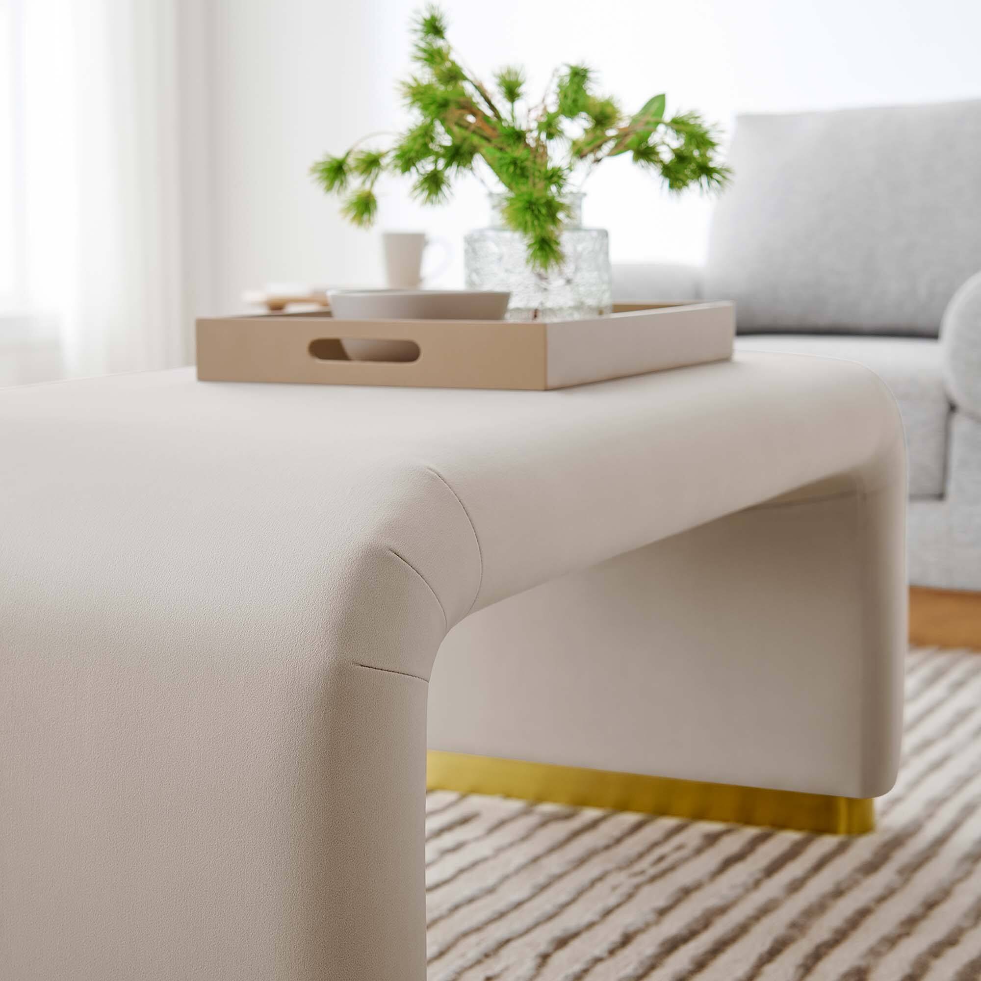 Alt View 1. Modway - Koda Performance Velvet Waterfall Ottoman by Modway - Brass Almond.