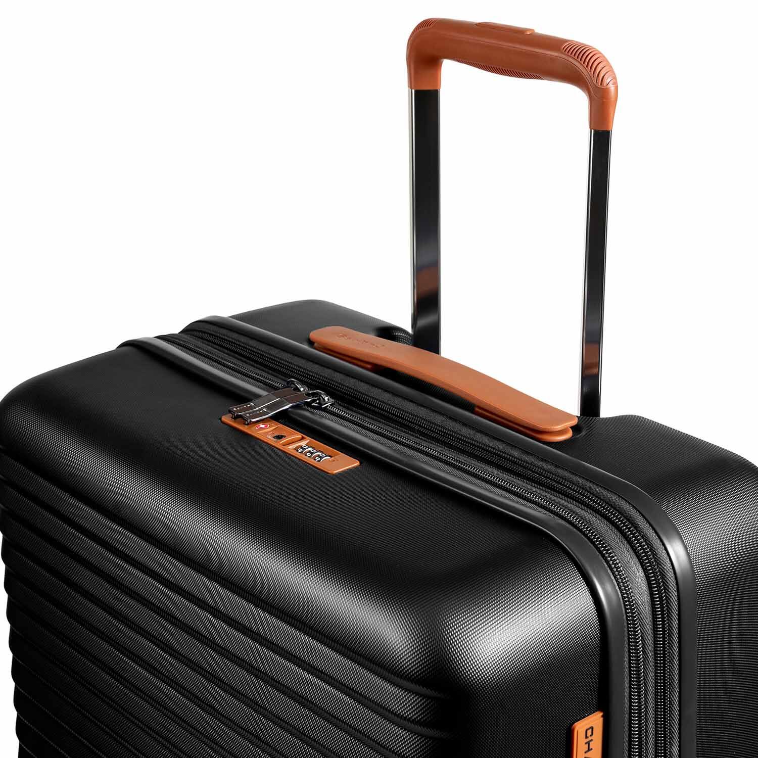 Left. Champs - Vintage II Collection Medium Luggage Case - Black.