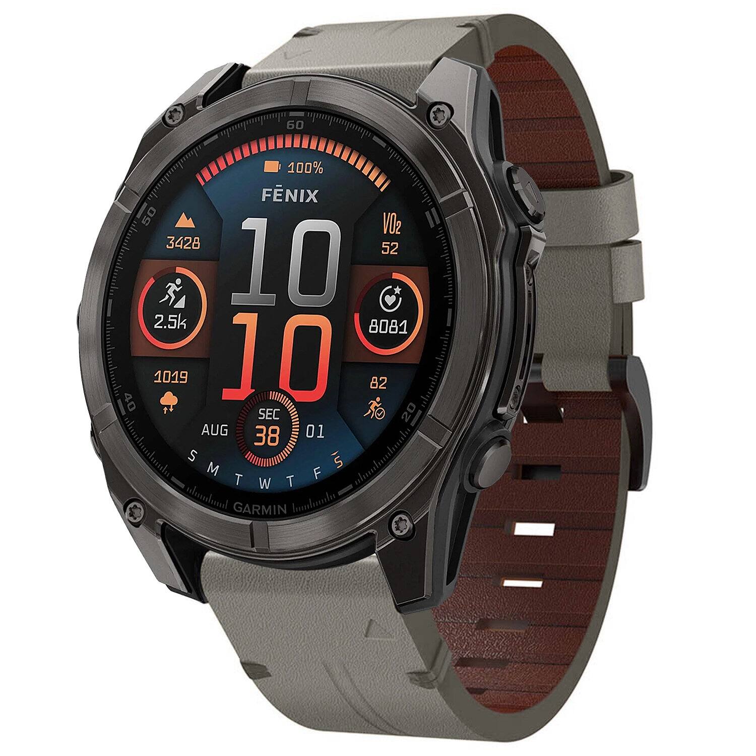 StrapsCo - Italian Leather Strap QuickFit 26 Watch Band For Garmin Fenix 8 & 8 Pro – 51mm - Graphite