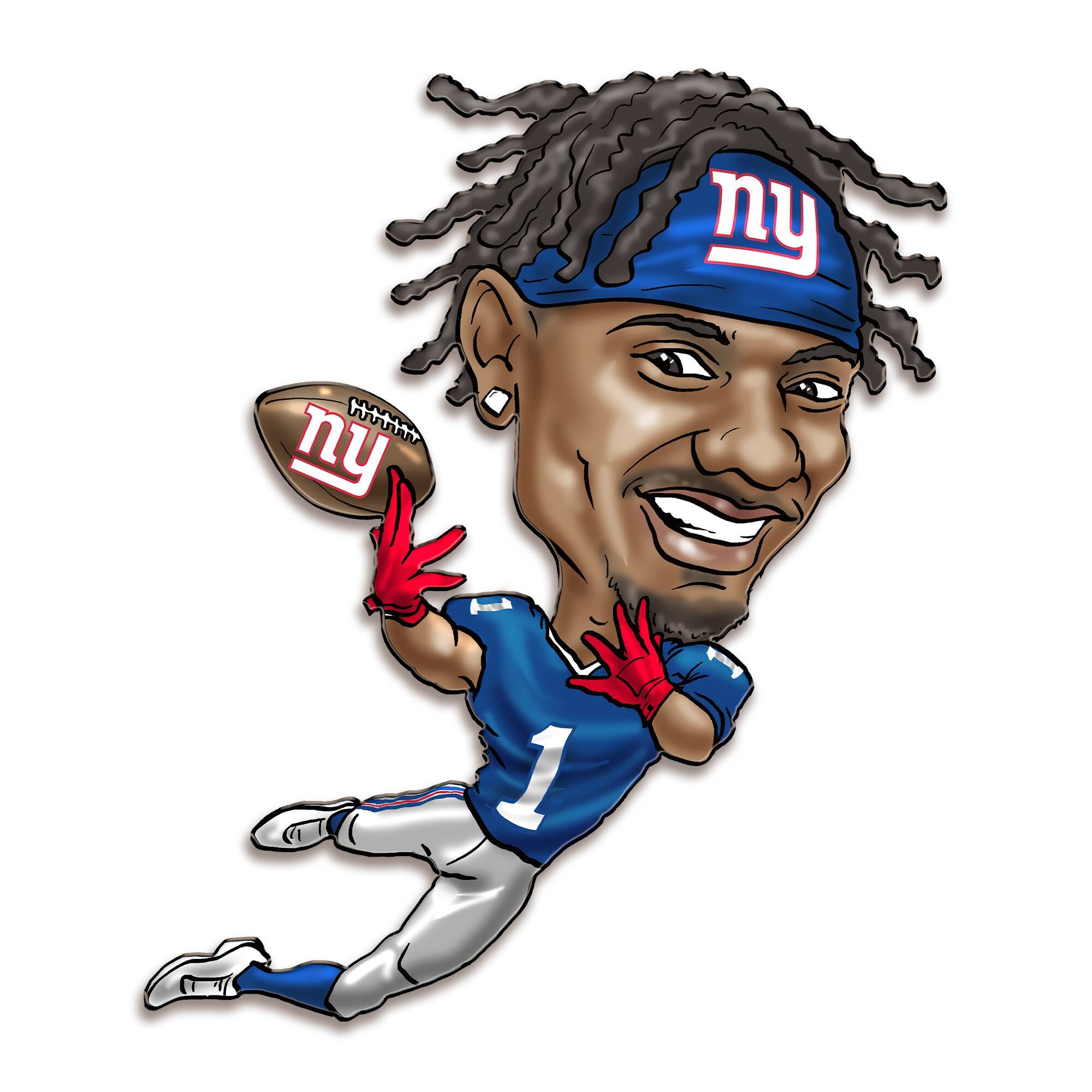 Malik Nabers New York Giants Metal Caricature Wall Art
