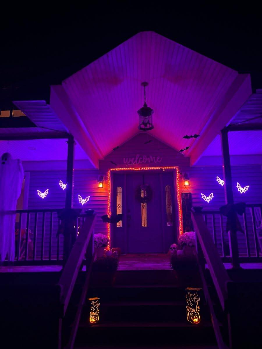 Alt View 4. GlowWise - Dynamic Flickering LED Flame Bulb, 4 Modes & Upside-Down Effect. Outdoor Halloween & Xmas Decor. 2-Pack. - yellow.