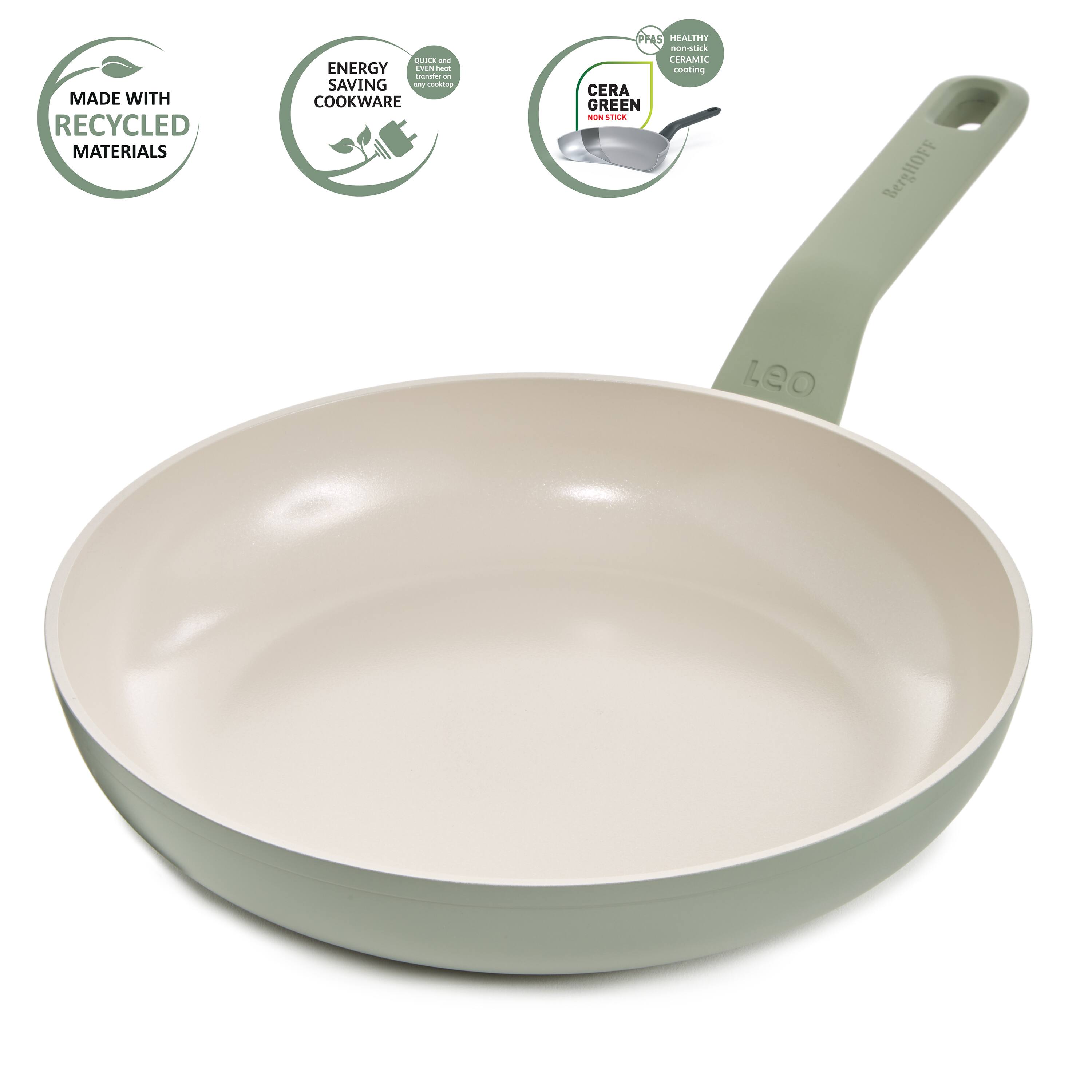 MADE WITH RECYCLED MATERIALS  
R300 - ENERGY SAVING COOKWARE  
PHAS HEALTHY CERAMIC  
CERA GREEN  
BergHOFF Leo