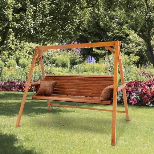 Alt View 7. Winado - 5FT Wooden Porch Swing Frame Only A-Frame Porch Swing Stand w/ Stability Bar, Wood Swing Hanger for Outdoor Garden Patio - Brown.