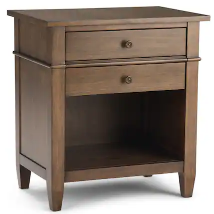Front. Simpli Home - Carlton Bedside Table - Rustic Natural Aged Brown.