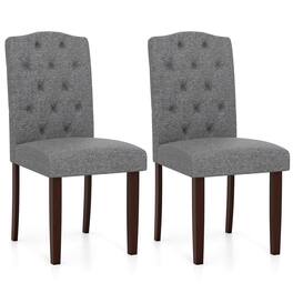 Costway - Wooden Dining Chair Set of 2 with Rubber Wood Legs Padded Seat S Springs, Kitchen - Gray
