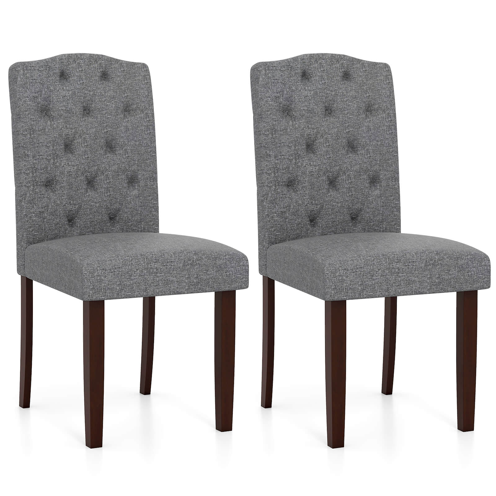 Front. Costway - Costway Wooden Dining Chair Set of 2 with Rubber Wood Legs Padded Seat S Springs, Kitchen - Gray.