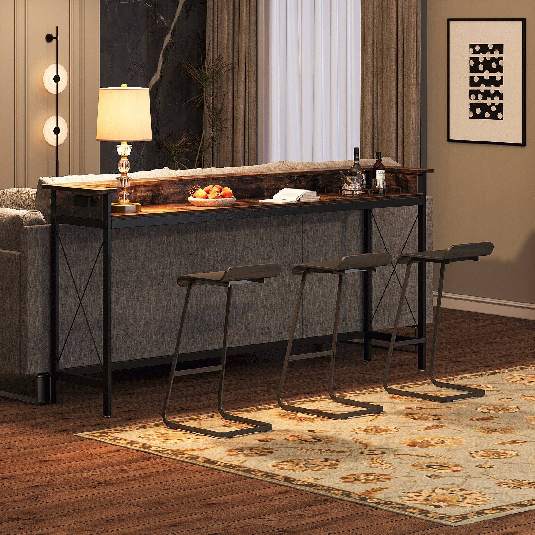 Alt View 1. Tribesigns - Industrial Console Table with Metal Frame, Adjustable Feet and Rectangular Top for Entryway and Hallway - Brown.
