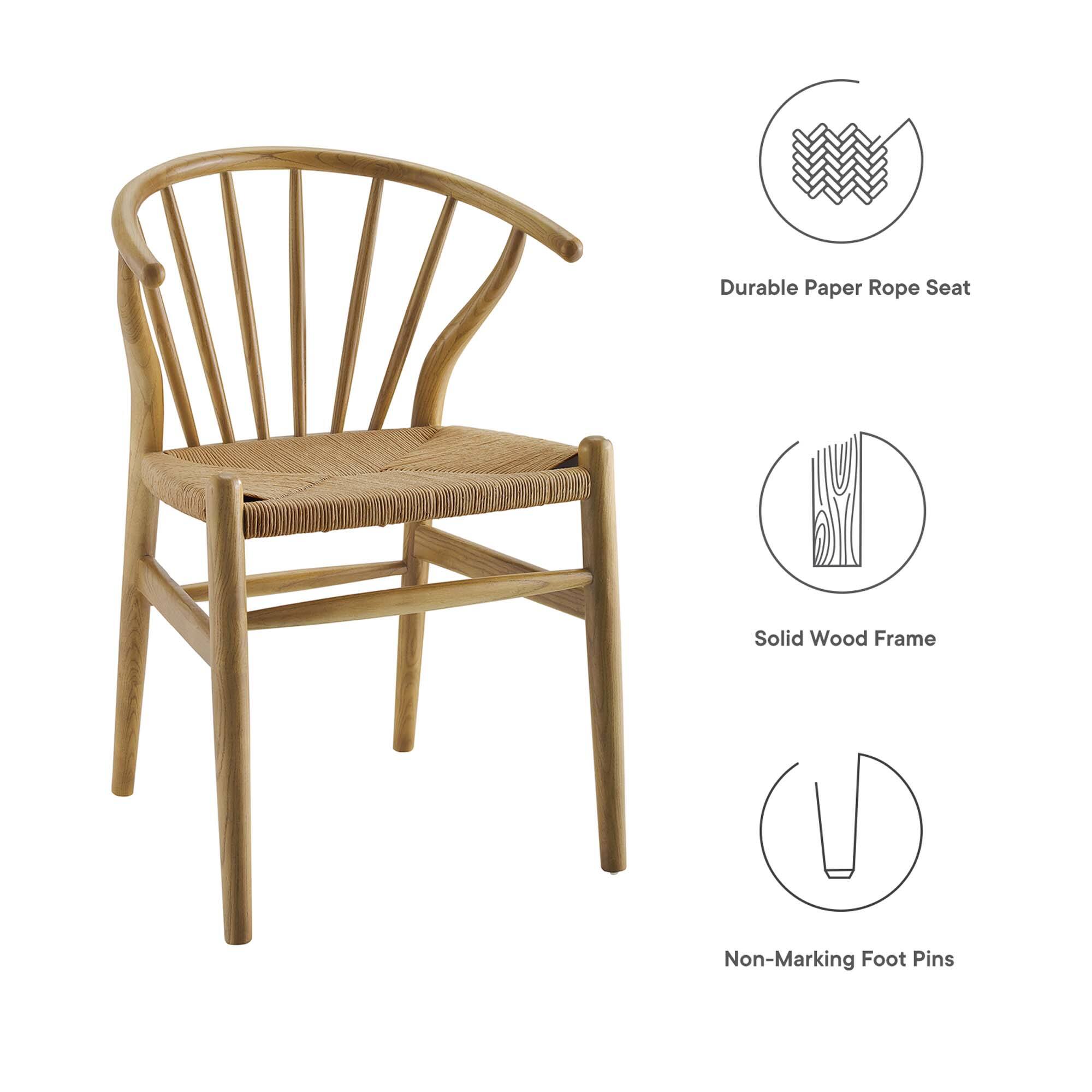 Durable Paper Rope Seat  
Solid Wood Frame  
Non-Marking Foot Pins