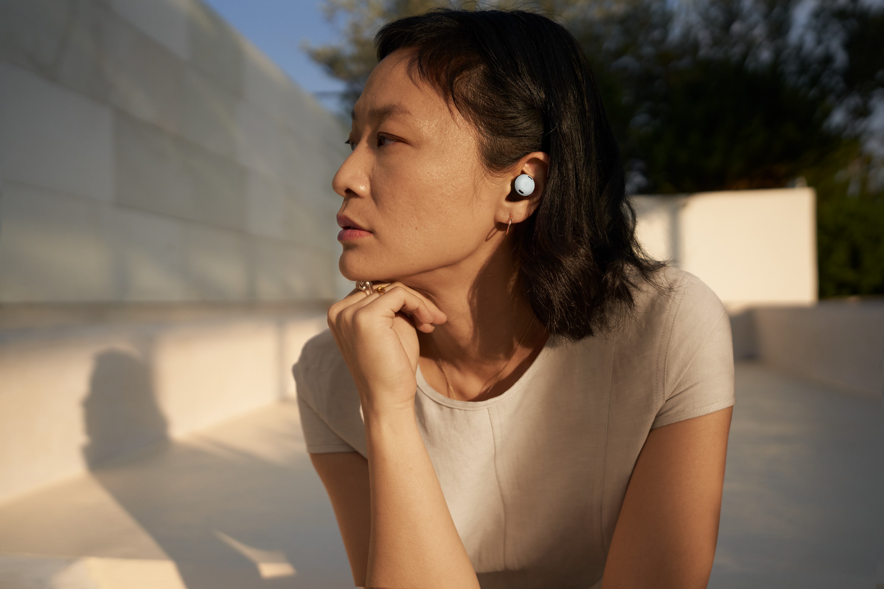 Alt View 17. Google - Geek Squad Certified Refurbished Pixel Buds Pro True Wireless Noise Cancelling Earbuds - Fog.