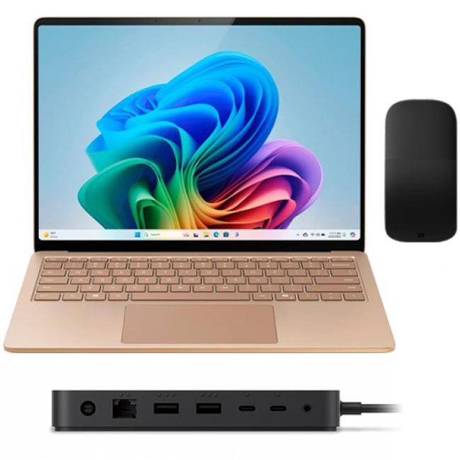 Front. Microsoft - Microsoft Surface Laptop Copilot+ PC + Arc Mouse + Surface Thunderbolt 4 Dock - Dune.