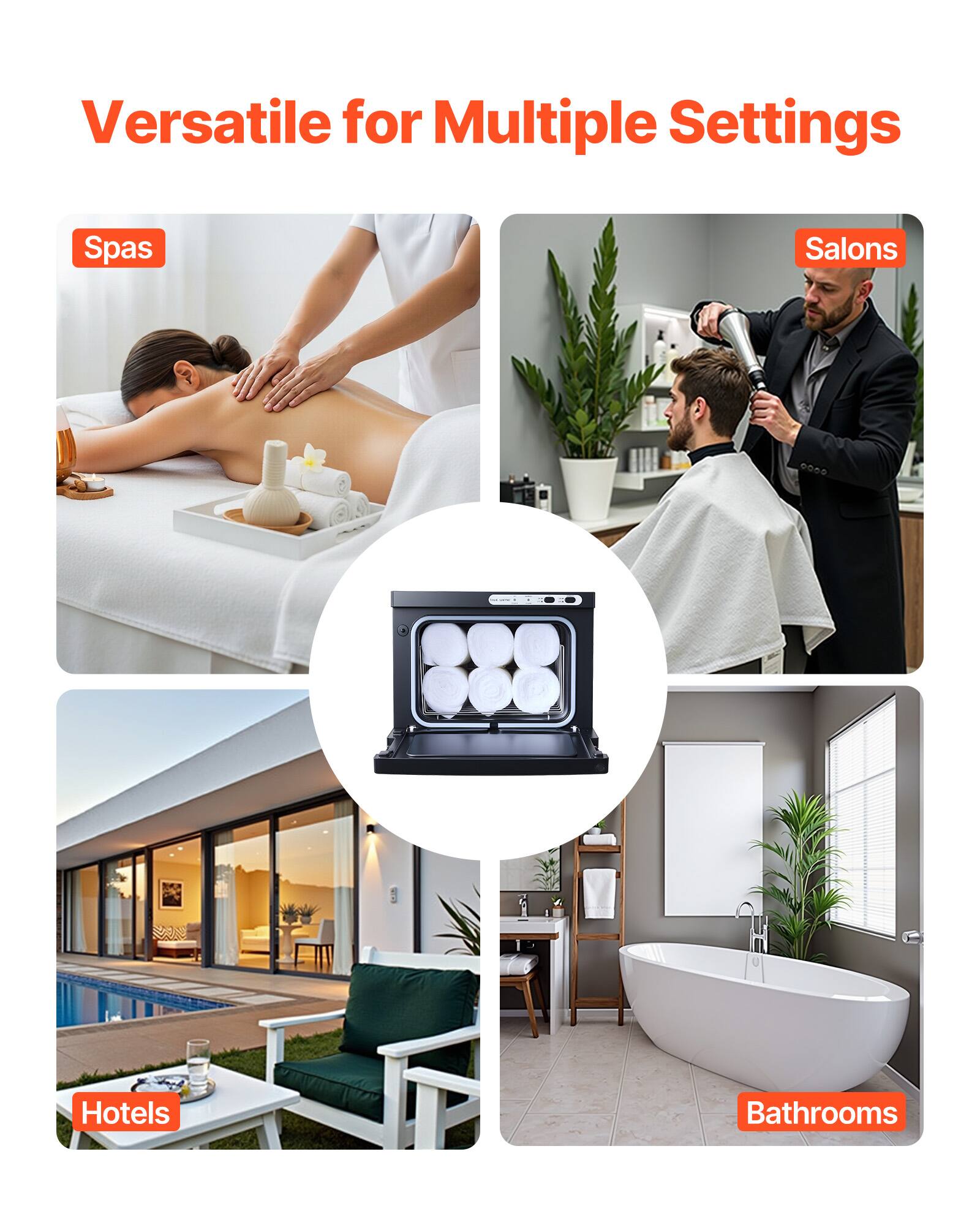 Versatile for Multiple Settings

- Spas
- Salons
- Hotels
- Bathrooms