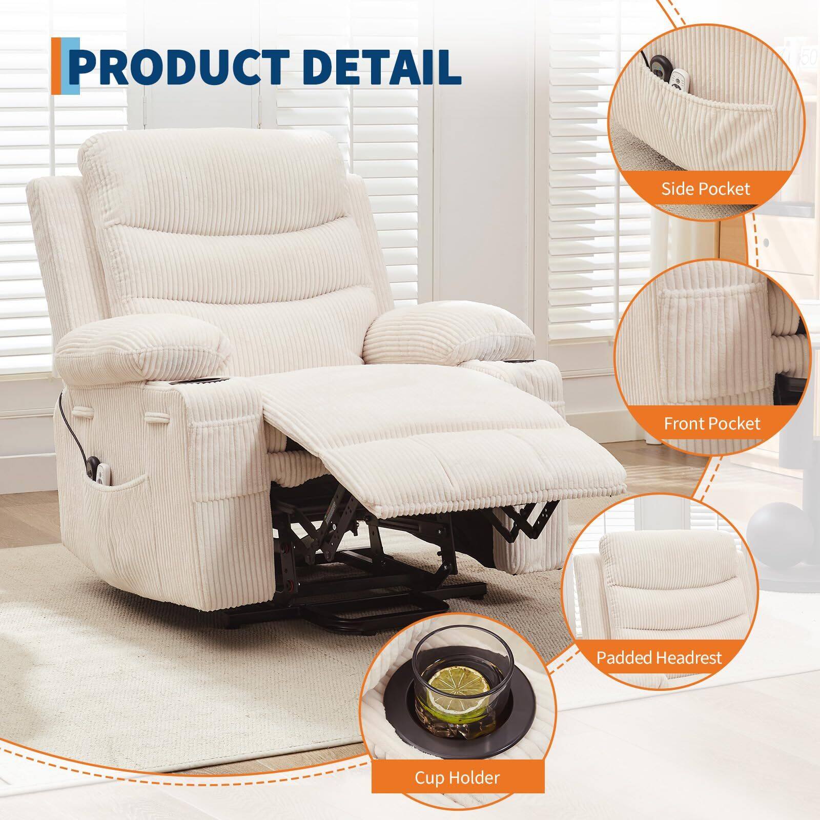 PRODUCT DETAIL

- Side Pocket
- Front Pocket
- Padded Headrest
- Cup Holder