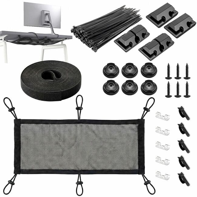 Turonic - DM2 Cable Management Under Desk Net Kit and Cable Organizer System - Nylon Mesh 50x25 cm, 11 lbs Load, 6-Point - Unknown price history on PriceWatchPro